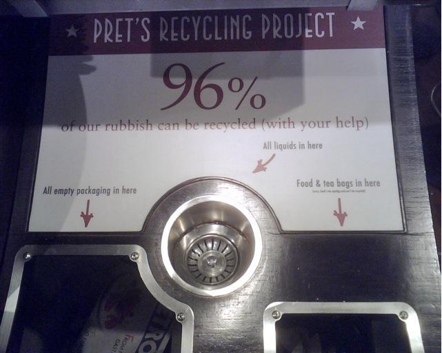96% of Pret-a-Manger's rubbish is recyclable