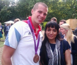 Parveeen Thornhill with Olympian James Ford, Bronze medal winner with the Men’s Rowing 8.