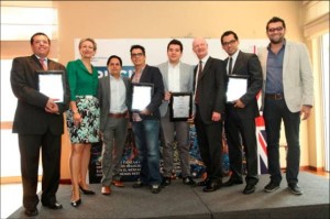 LondonTech winners with British Ambassador Judith Macgregor and Minister for Universities and Science, David Willetts