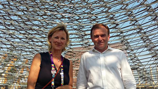 George Eustace, Minister of State for the Department of the Environment, Food and Rural Affairs at the UK Pavilion, Milan Expo, 2015