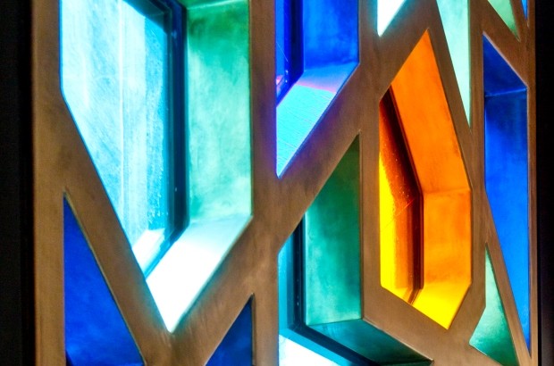 Creating unique projects which adapt to local conditions : stained glass from Norman Foster's design for The Souk Central Markets shopping centre in Abu Dhabi 